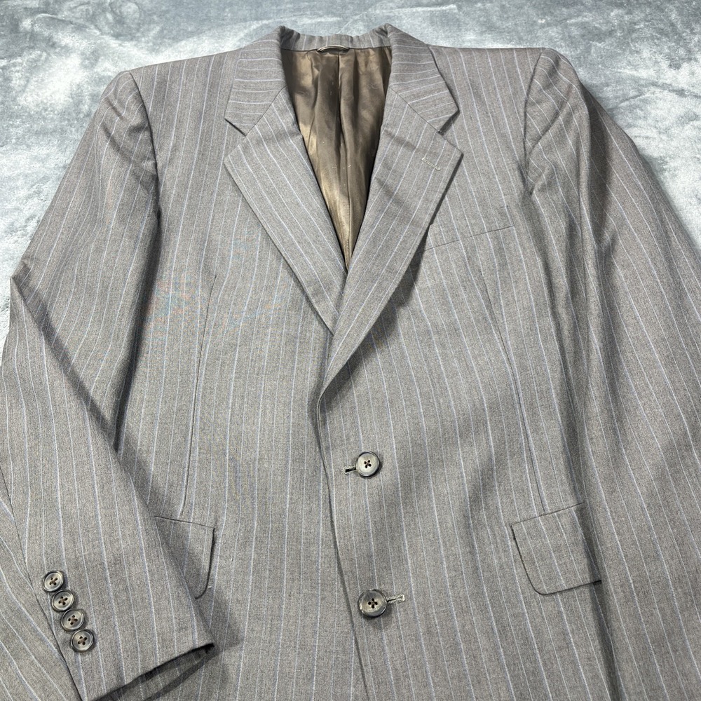 Vintage Christian Dior Monsieur Blazer Suit Jacket 42L Gray Stripe Old Money USA